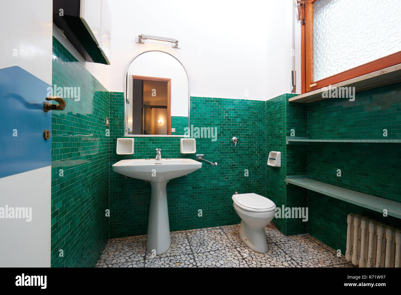 Old bathroom in normal apartment interior Stock Photo