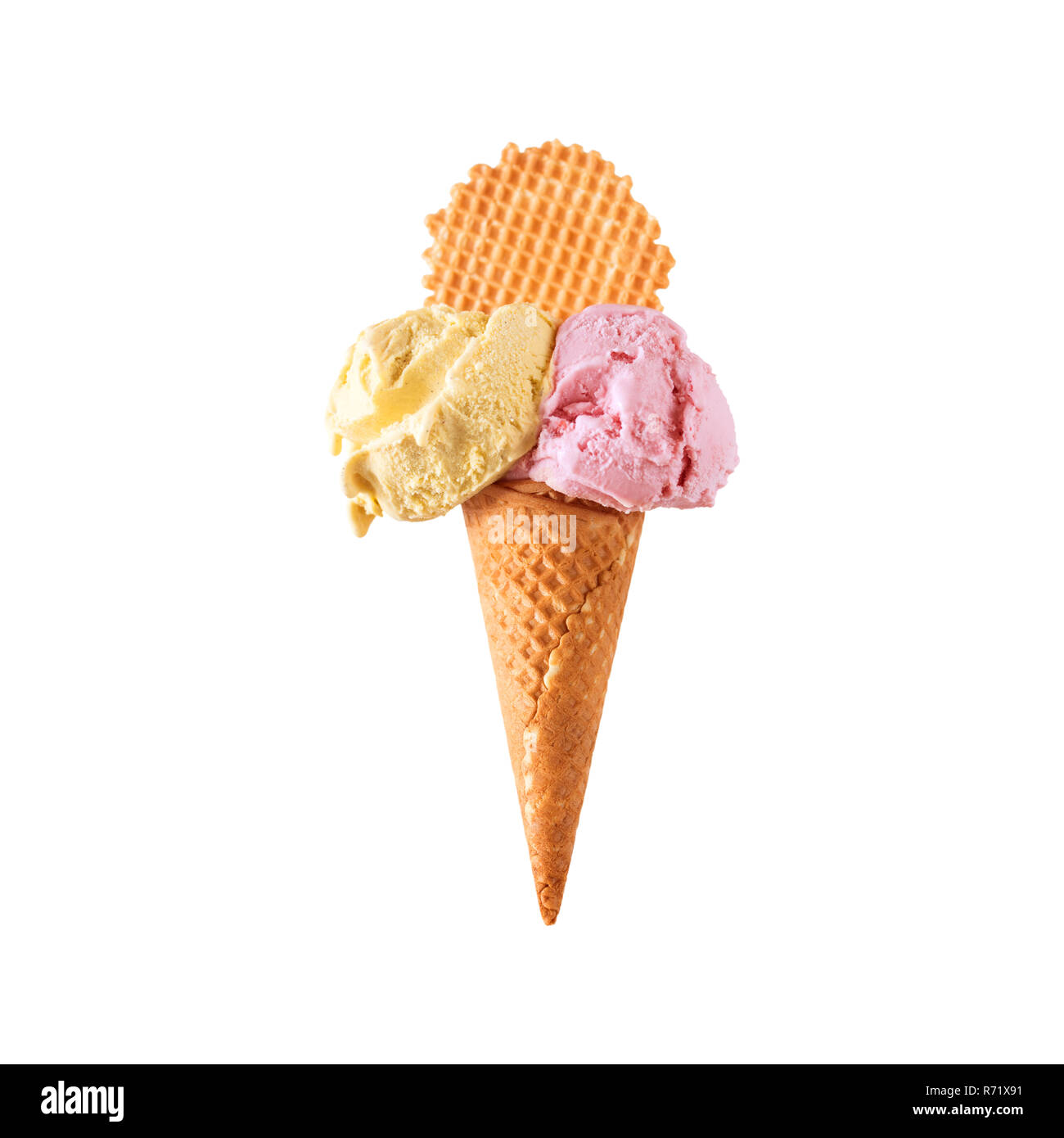 ice cream in waffle cone isolated on white Stock Photo - Alamy