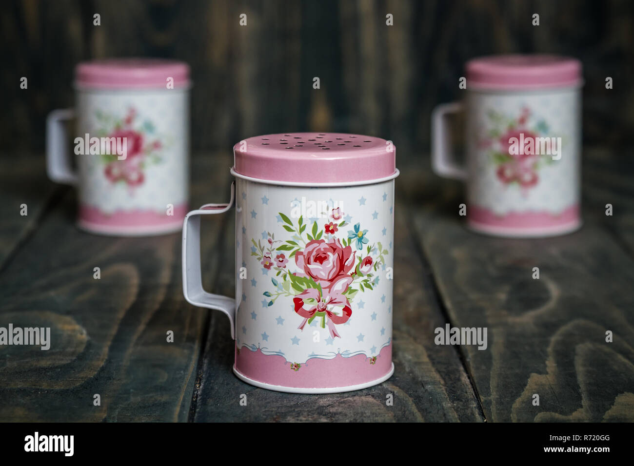 Metal Powdered Sugar Shakers with Floral Pattern Stock Photo Alamy