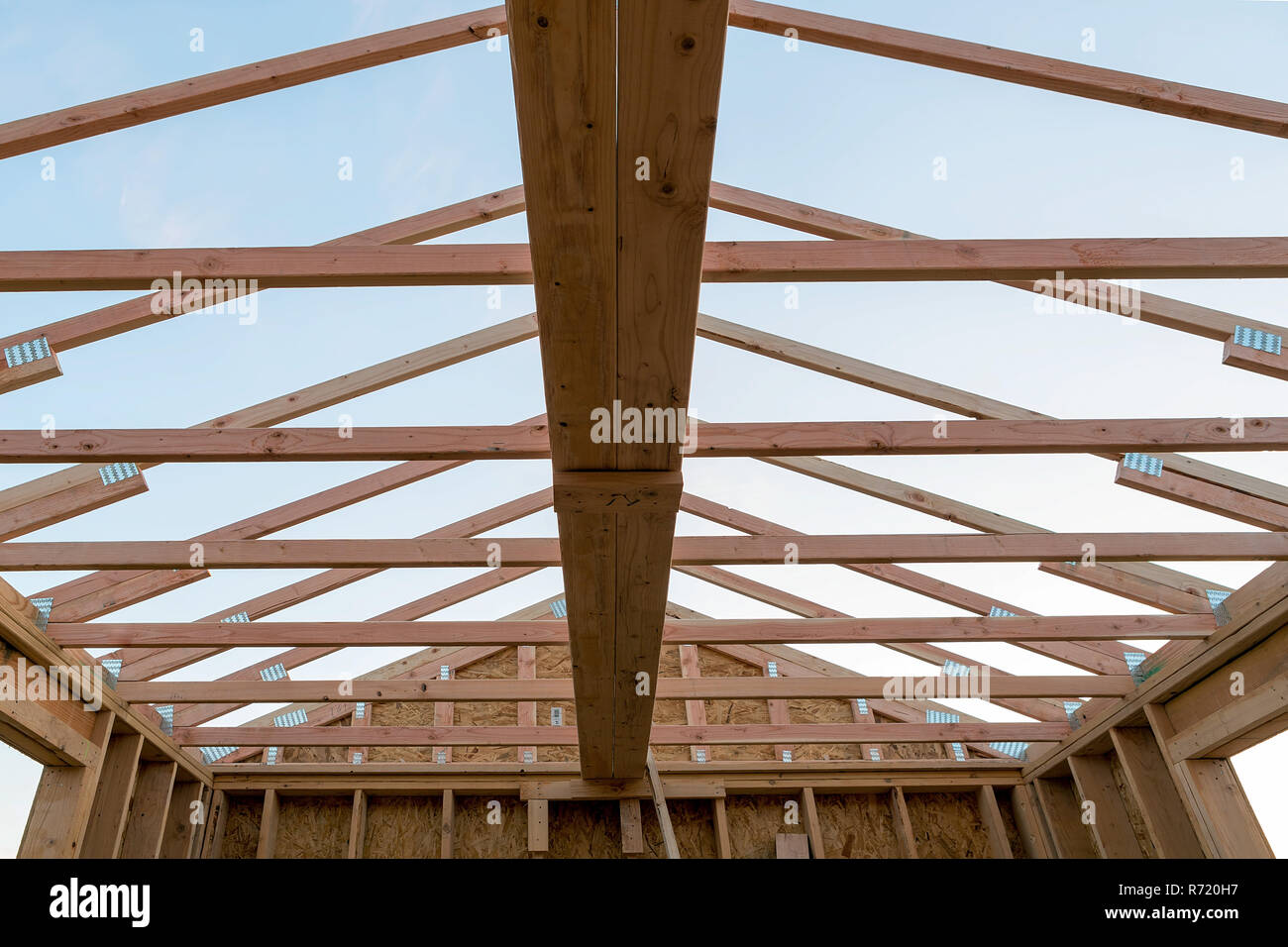 Roof Support Beam In New Home Construction Stock Photo 228081763