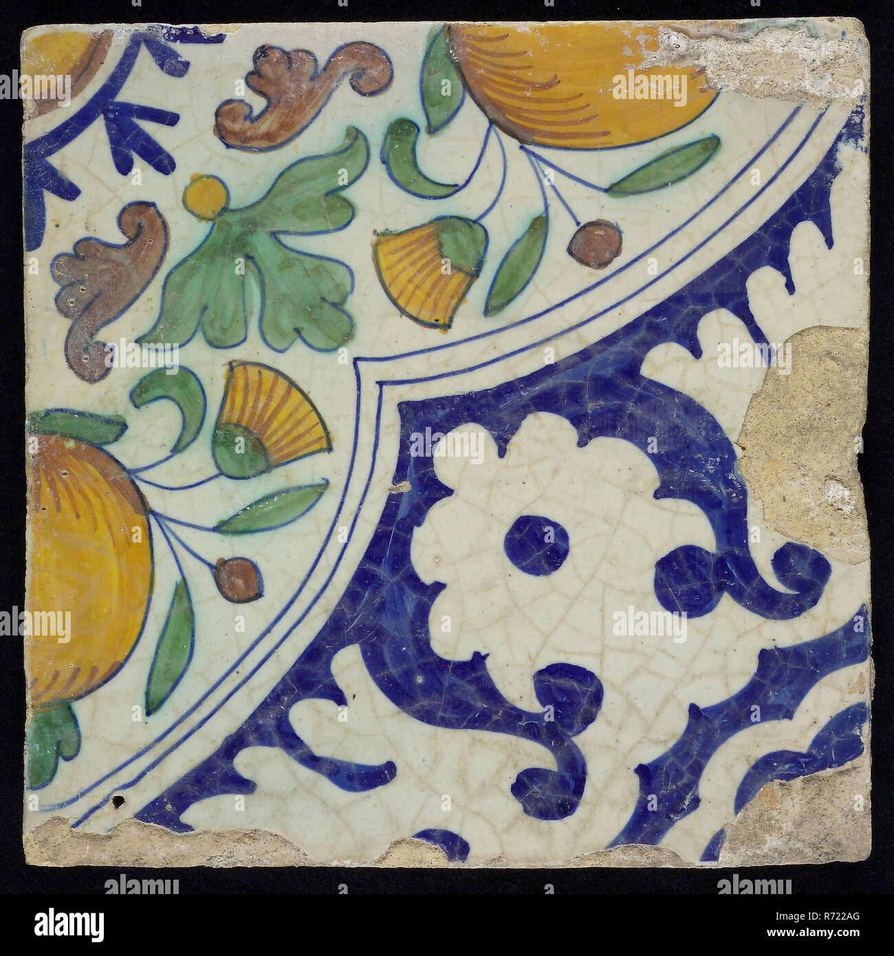Gg Ornament Tile Orange Apples In Quarter Quadruple Polychrome
