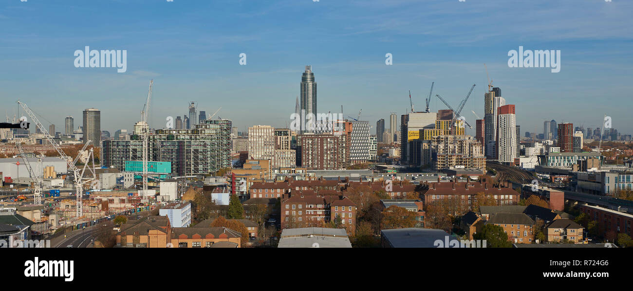 West London skyline from Battersea, London, UK Stock Photo