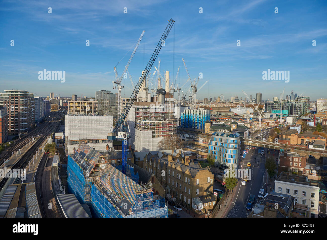 Battersea Power Station development from Battersea, London, UK Stock Photo
