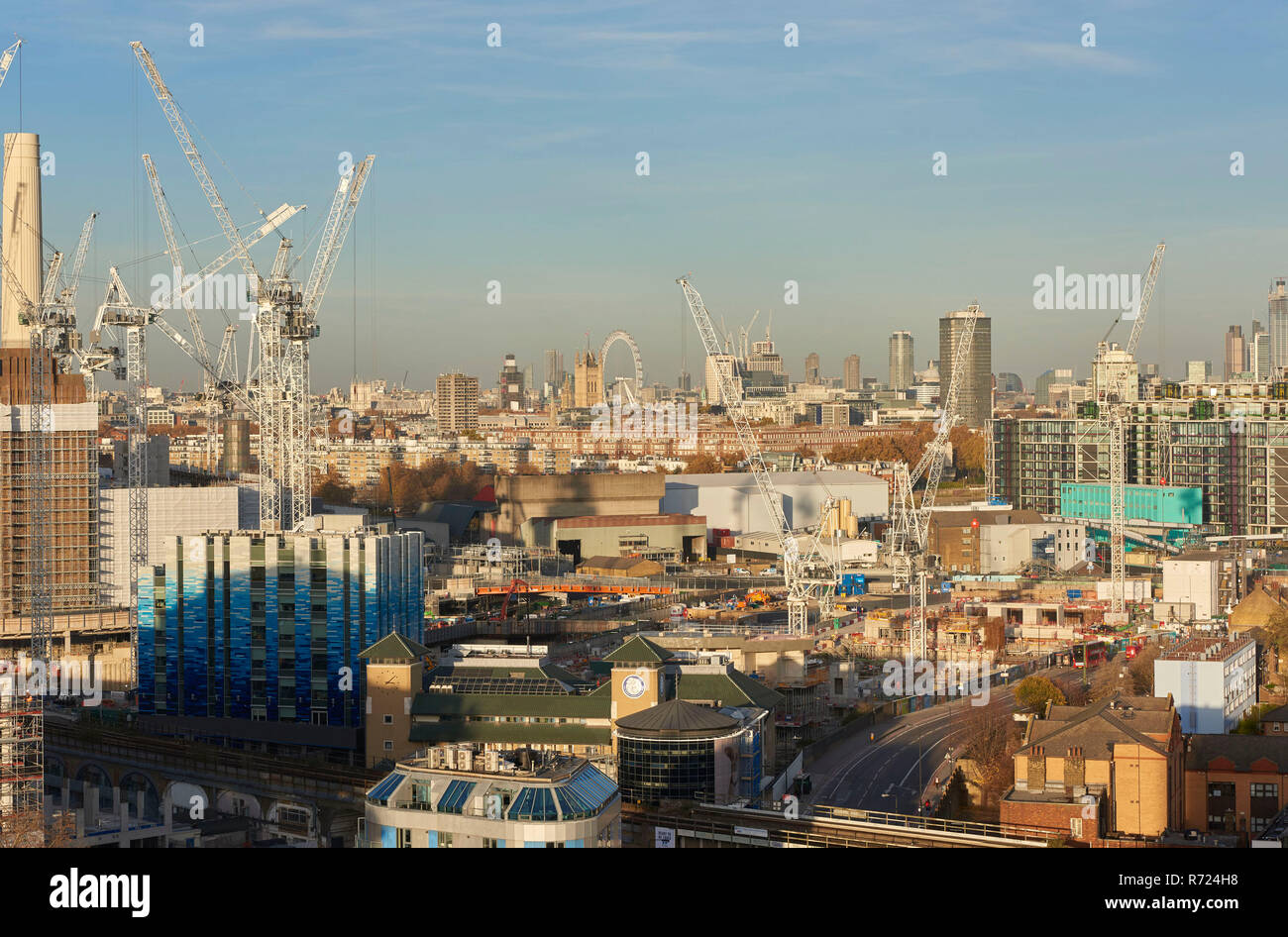 West London skyline from Battersea, London, UK Stock Photo