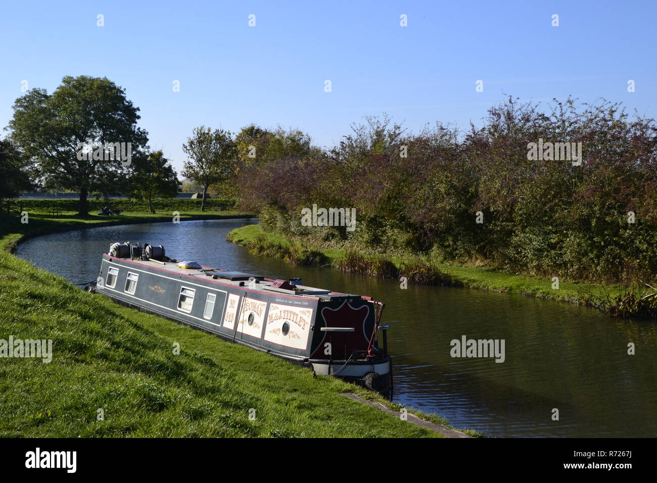 Narrowboat on the Grand Union Canal, Aston Clinton, UK Stock Photo