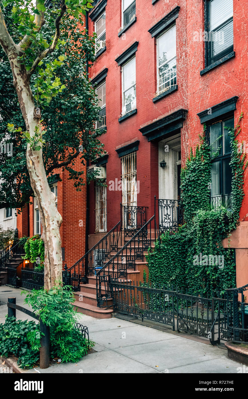 Red brick house in the West Village, Manhattan, New York City Stock