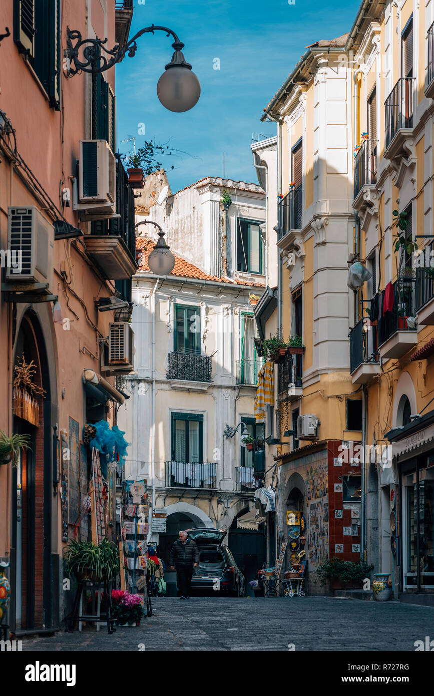 Colorful houses and street in Vietri Sul Mare, on the Amalfi Coast in