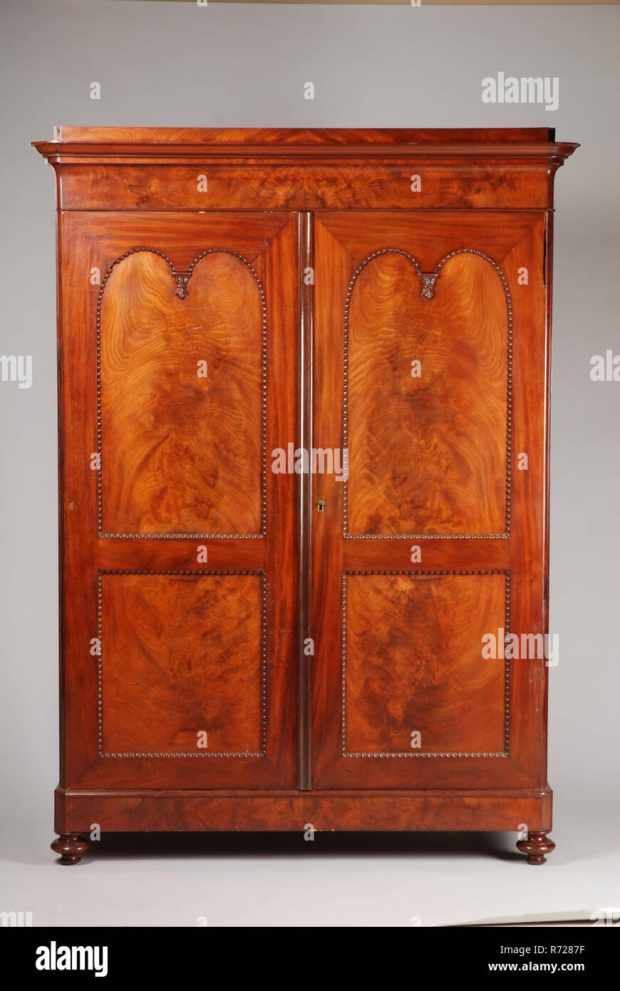 Linen Cabinet Veneered With Mahogany In Early Historical Style