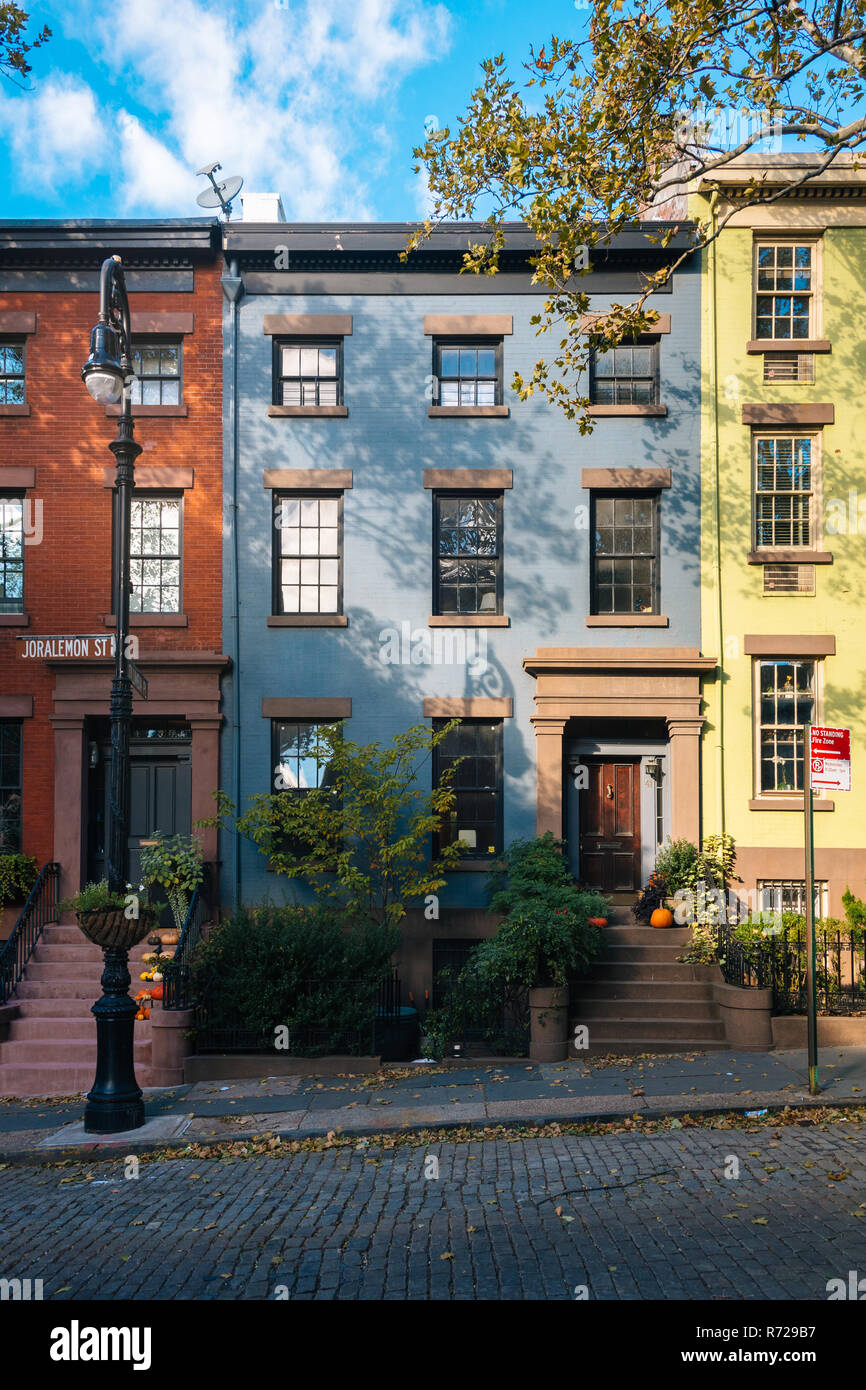 Colorful houses on Joralemon Street, in Brooklyn Heights, New York City Stock Photo Alamy