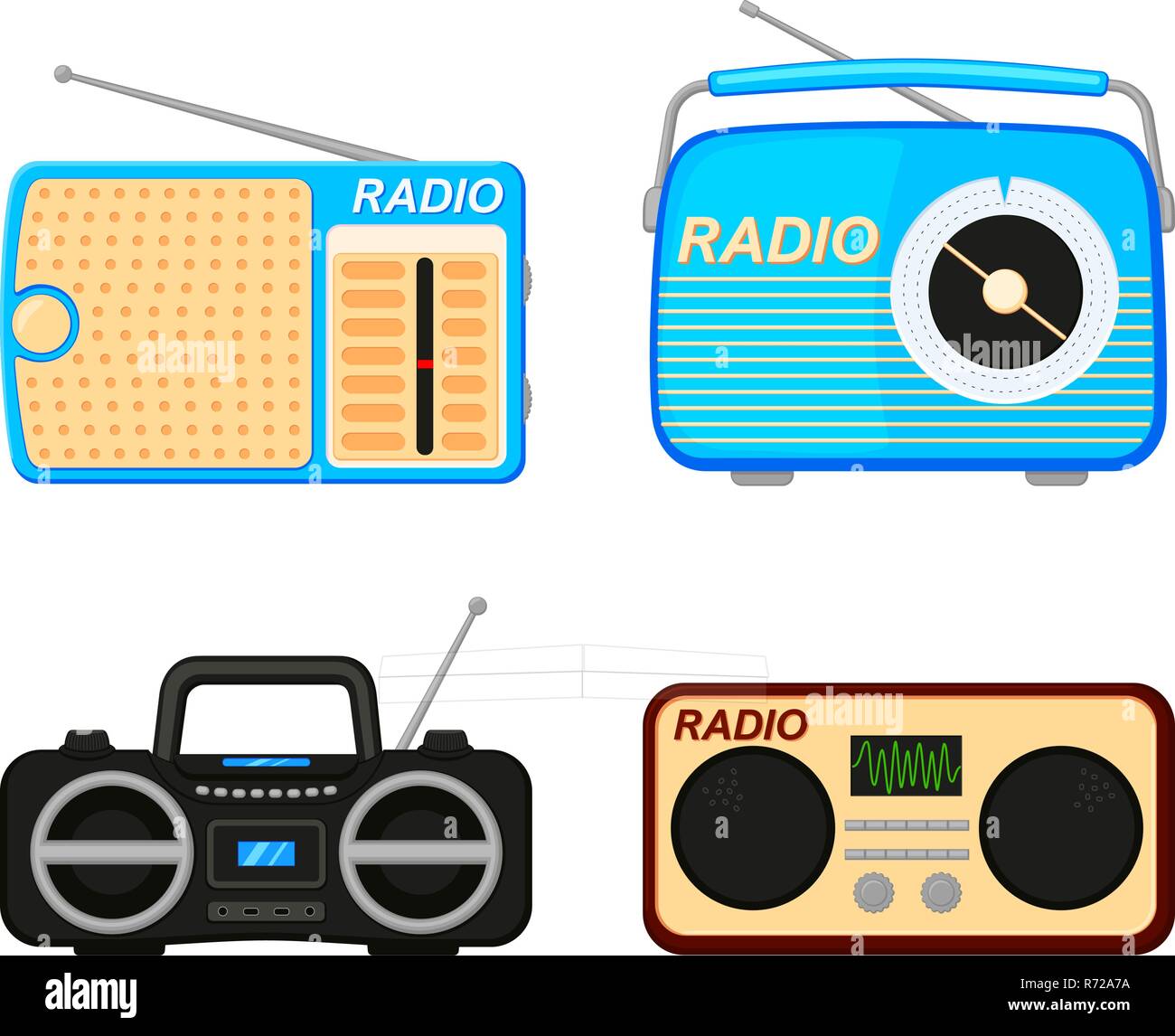 Colorful cartoon radio elements set Stock Vector Image & Art - Alamy