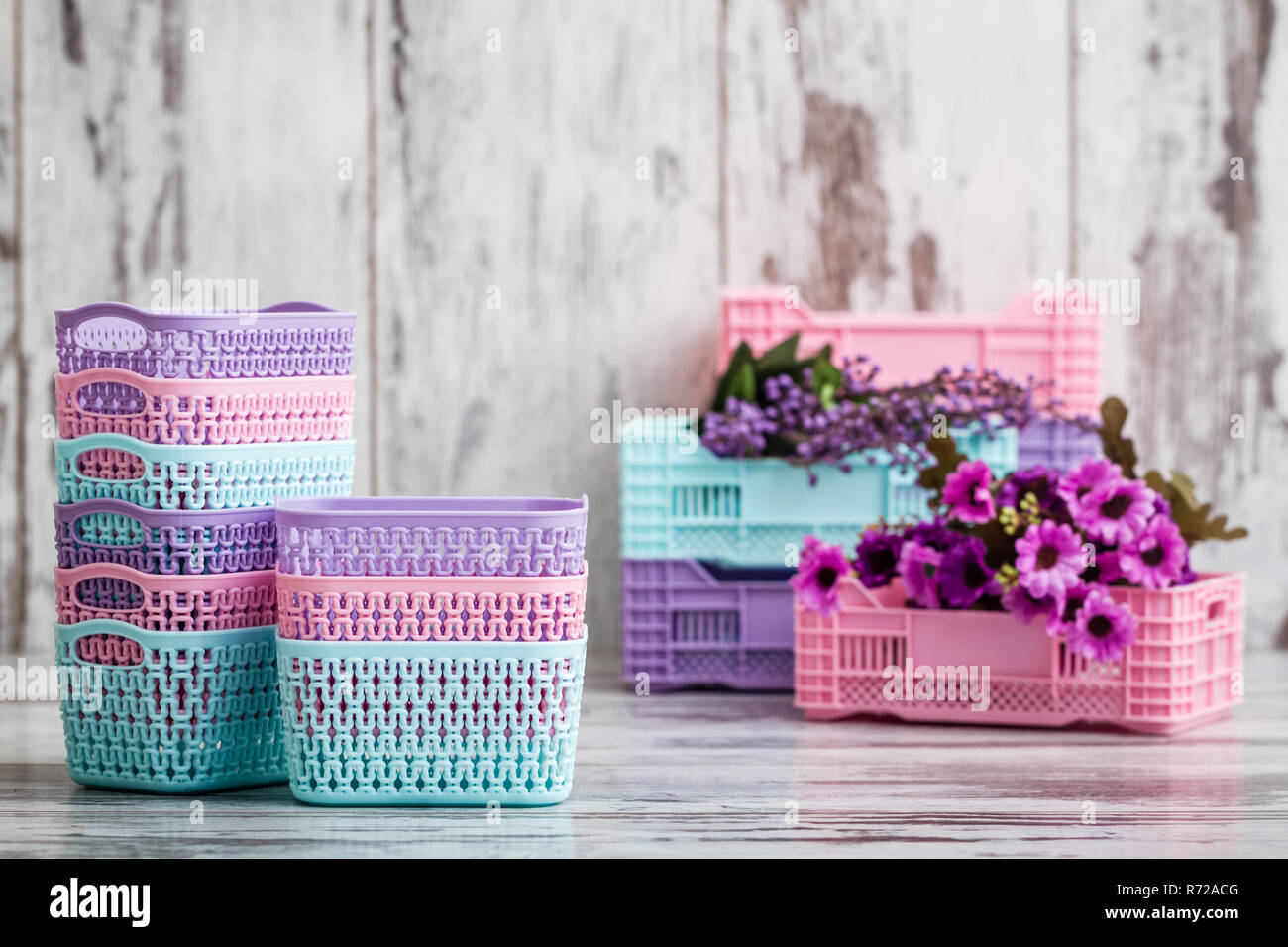 Miniature Colorful Plastic Baskets for Household Use Stock Photo Alamy