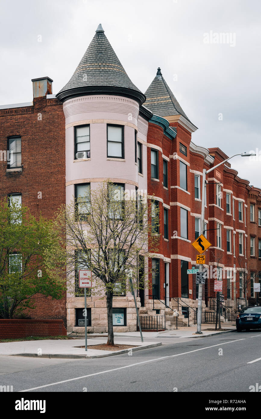 Row houses on Charles Street, in Charles Village, Baltimore, Maryland