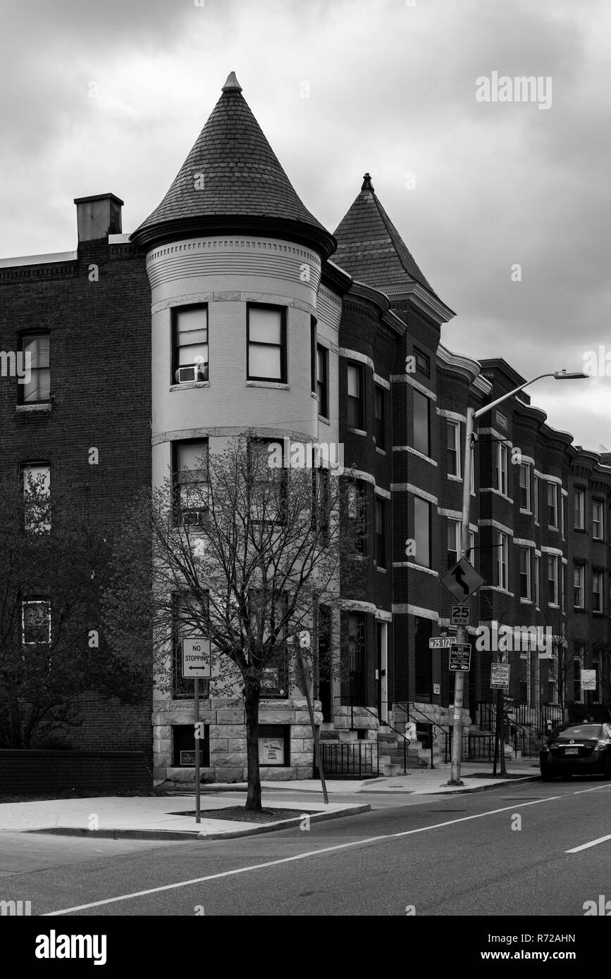 Row houses on Charles Street, in Charles Village, Baltimore, Maryland