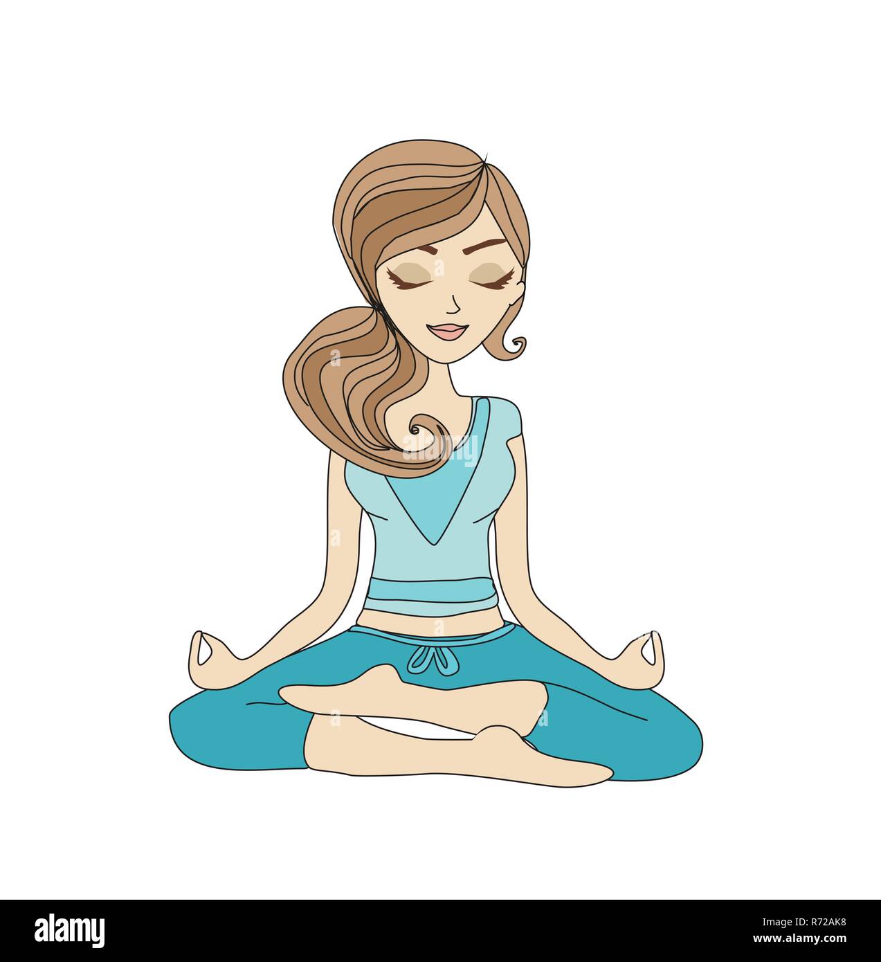Yoga girl in lotus position Stock Vector Image & Art - Alamy