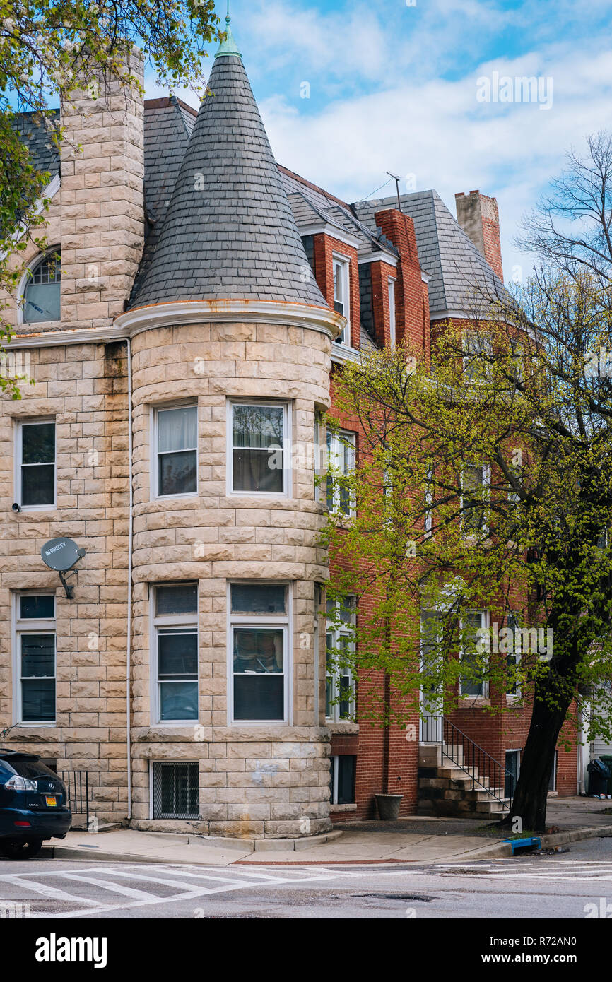 Row houses on Calvert Street in Charles Village, Baltimore, Maryland