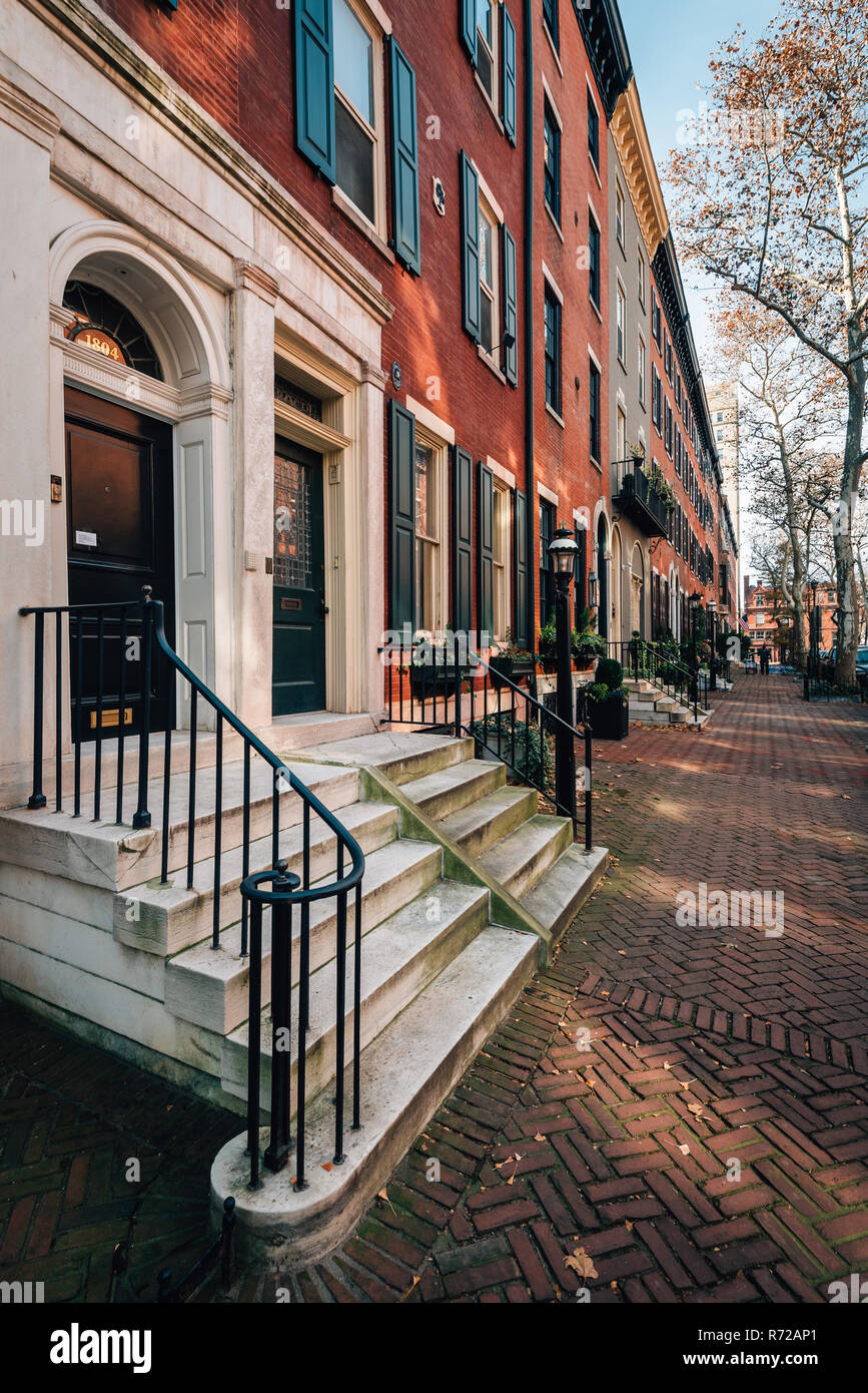 Row houses near Rittenhouse Square, in Philadelphia, Pennsylvania Stock