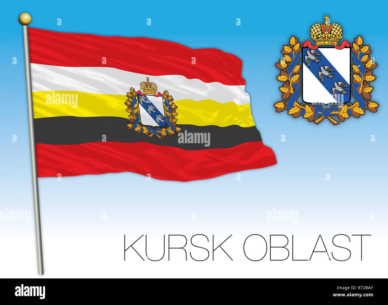 Kursk oblast flag, Russian Federation, vector illustration Stock Vector