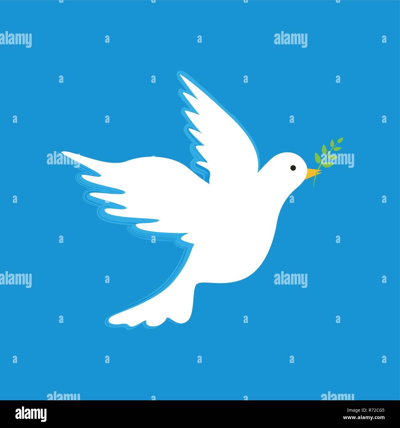 white peace dove with branch on blue background vector illustration EPS10 Stock Vector