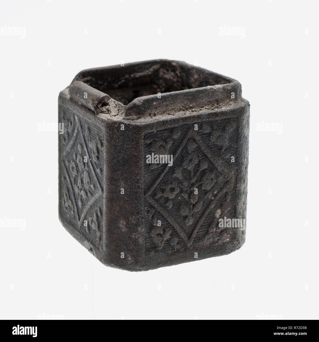 Rectangular Tin Box Without Lid Square Decorated With Floral