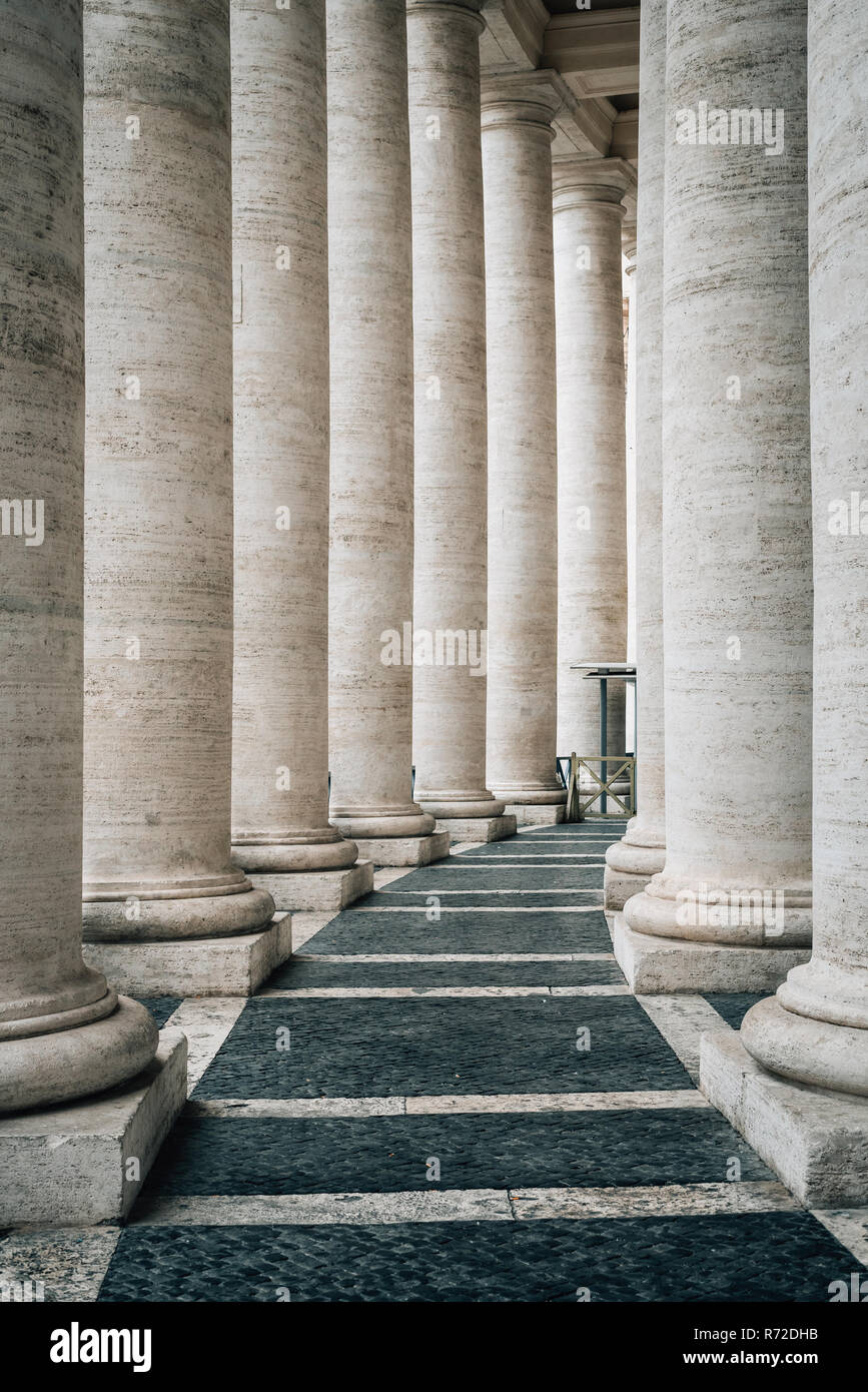 Columns at Piazza San Pietro, in Vatican City, Rome, Italy. Stock Photo