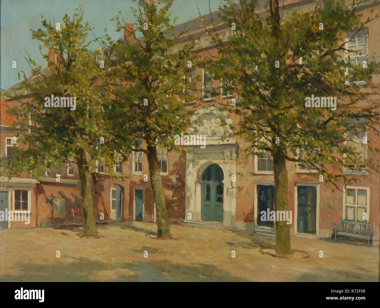 Jan Sirks, Courtyard of the Gereformeerd Burger Weeshuis in Rotterdam, painting visual material oil paint linen, Signature right: Jan Sirks Gereformeerd Burgerweeshuis Gereformeerd Burger Weeshuis Rotterdam City center Stadsdriehoek Goudsewagenstraat topography Stock Photo