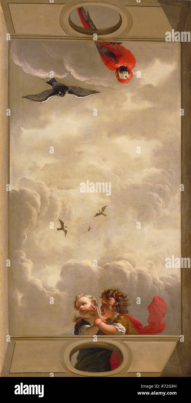 Dionys Van Nijmegen Children And Parrot Ceiling Painting Footage