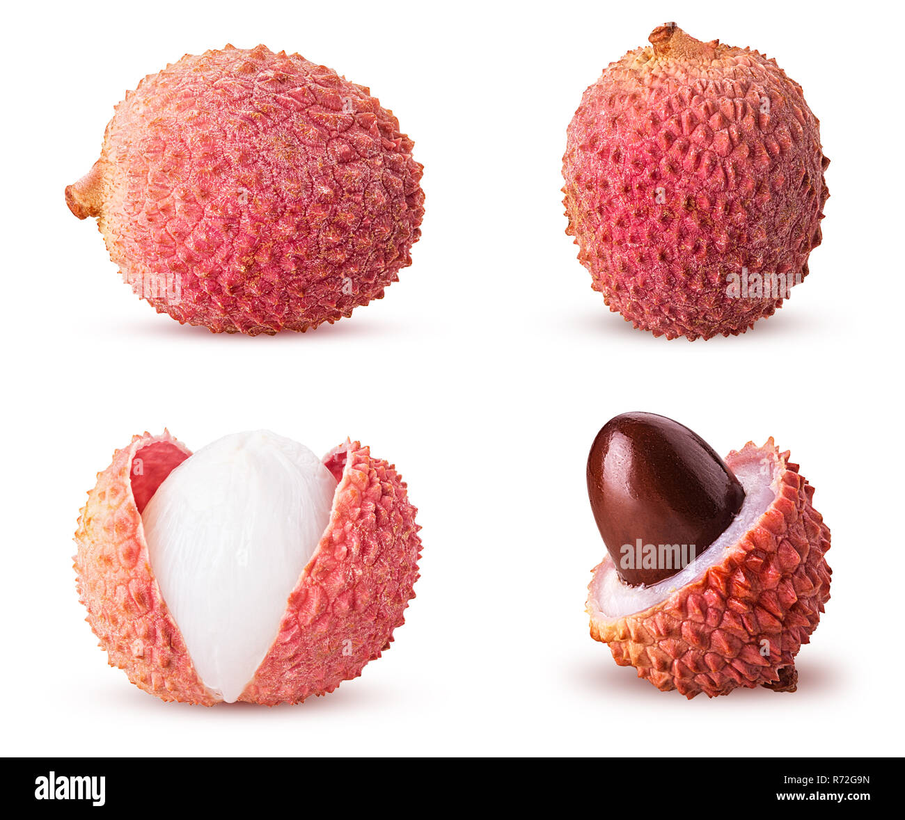 Lychee Section Set fresh lychee the skin is cut, whole, cut in half, with bone ...