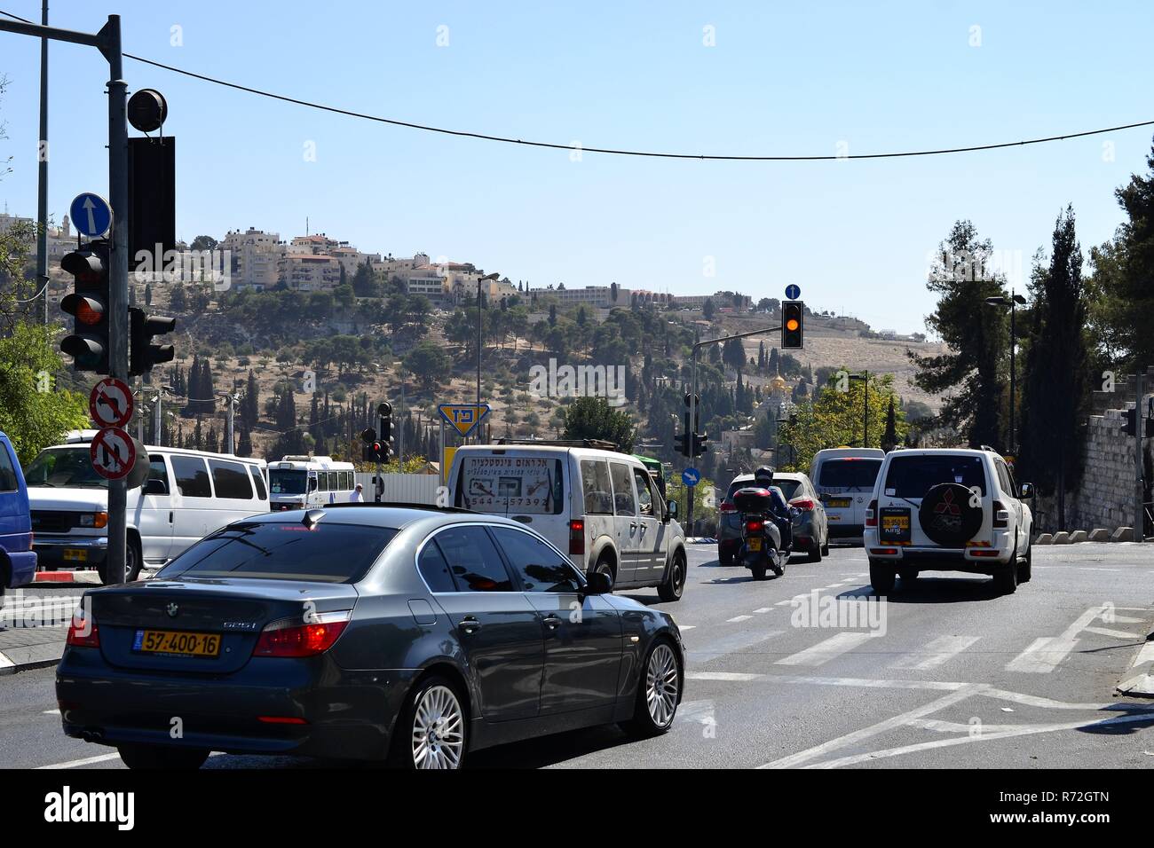 Jerusalem, Israel, cars in the east part of the city, Mount of Olives