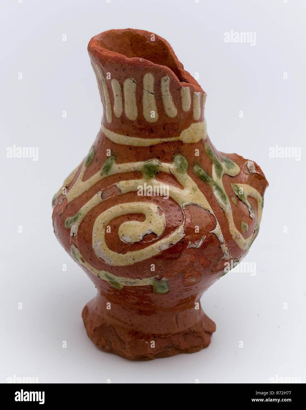 Pottery Jug Used With Sludge Decoration On Stand Surface Small