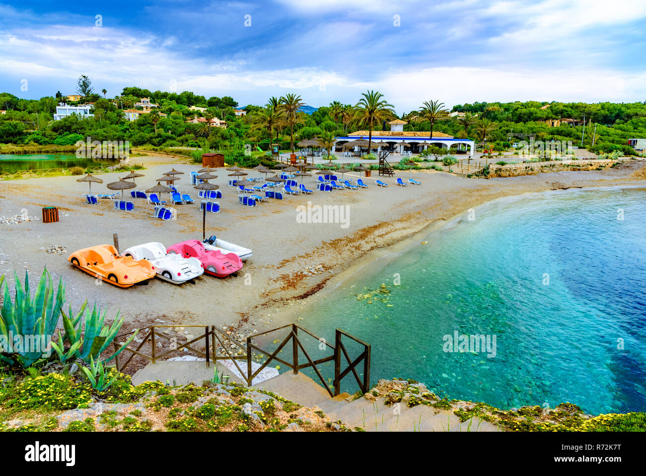 Cala Murada beach resort, in summer holiday, Palma de Mallorca island, Spain Stock Photo