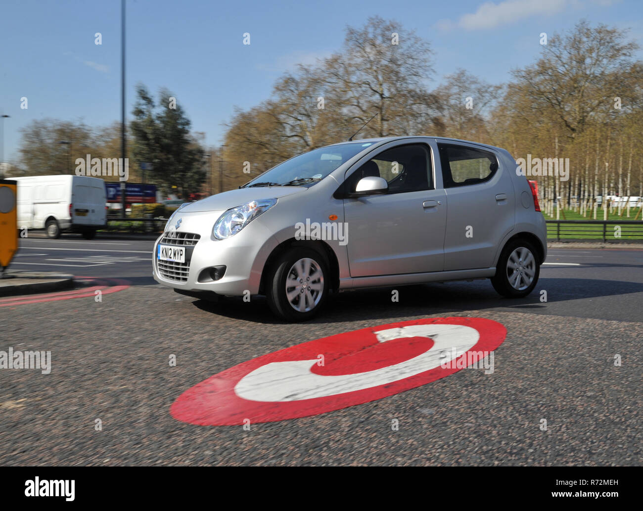 2012 Suzuki Alto driving into the London Congestion charge zone Stock Photo