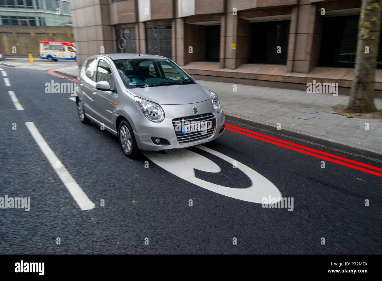 2012 Suzuki Alto driving into the London Congestion charge zone Stock Photo