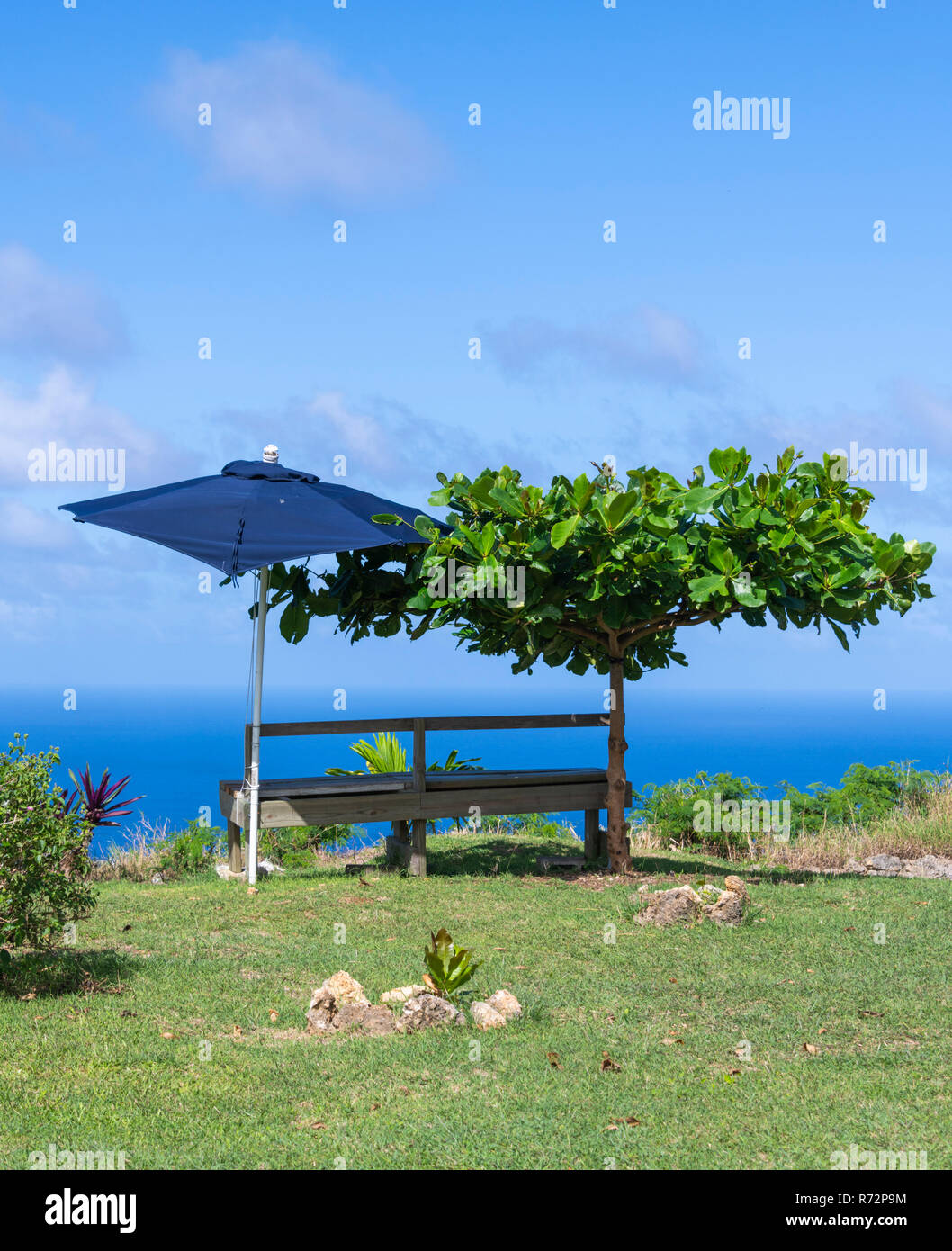 View from Hackleton's Cliff Barbados across the Atlantic Ocean Stock