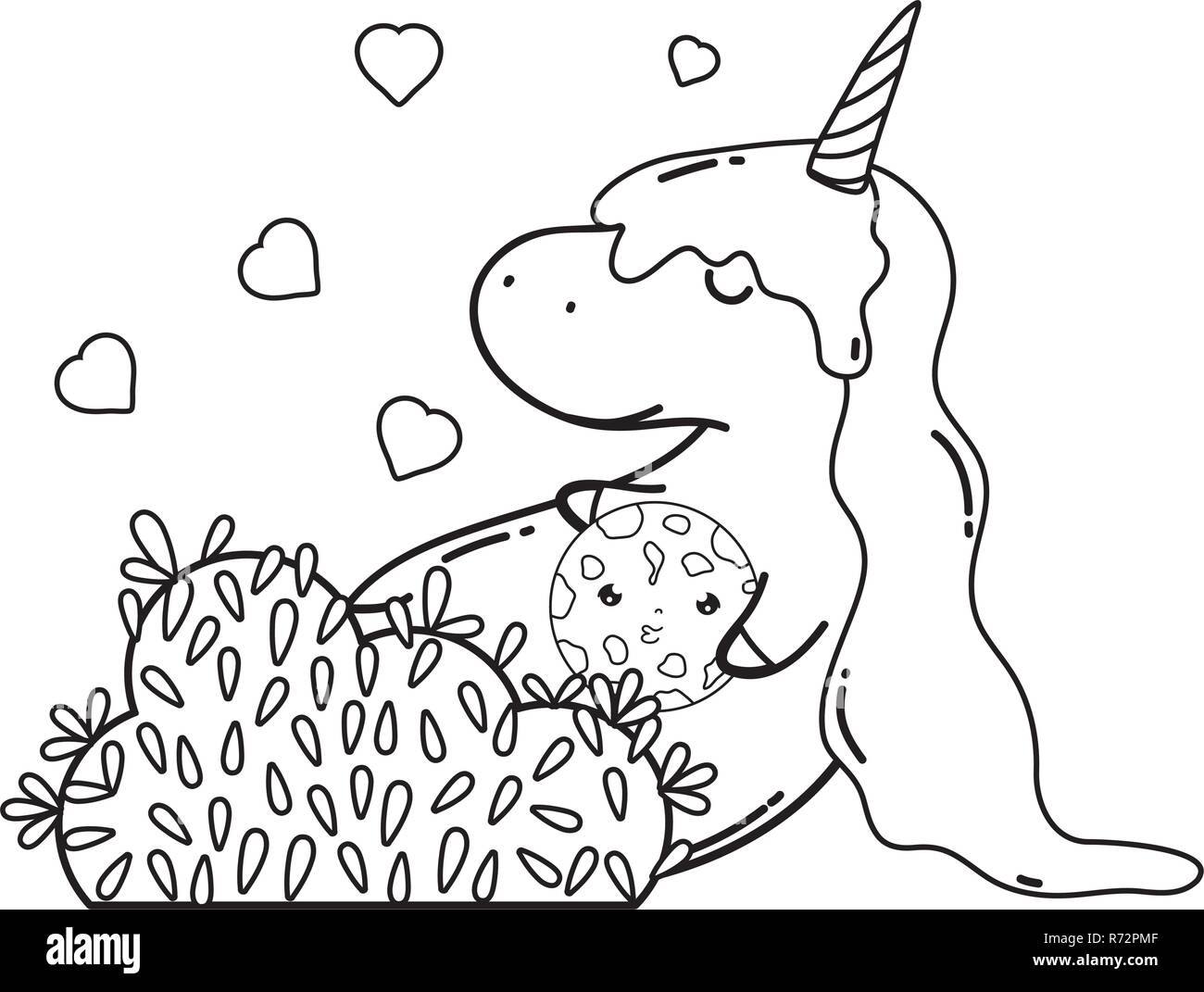 cute unicorn with clouds and rainbow kawaii Stock Vector Image & Art ...