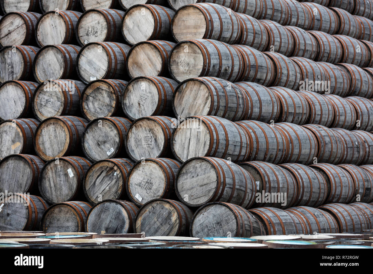 Whisky Barrels, Scotland Stock Photo