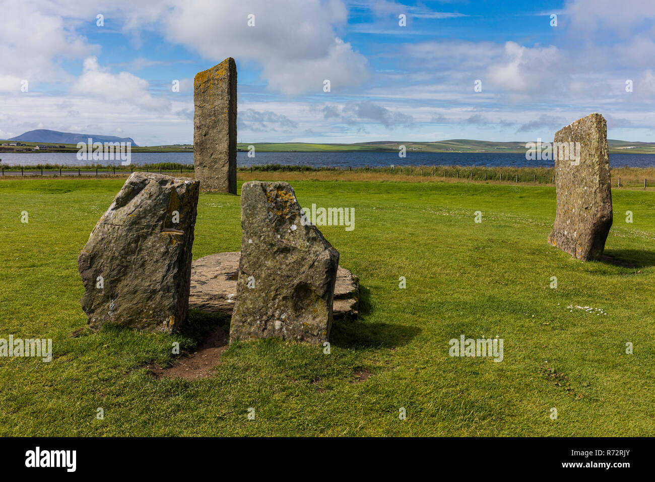 Standing stones of Stennes, Orkneys, Scotland Stock Photo