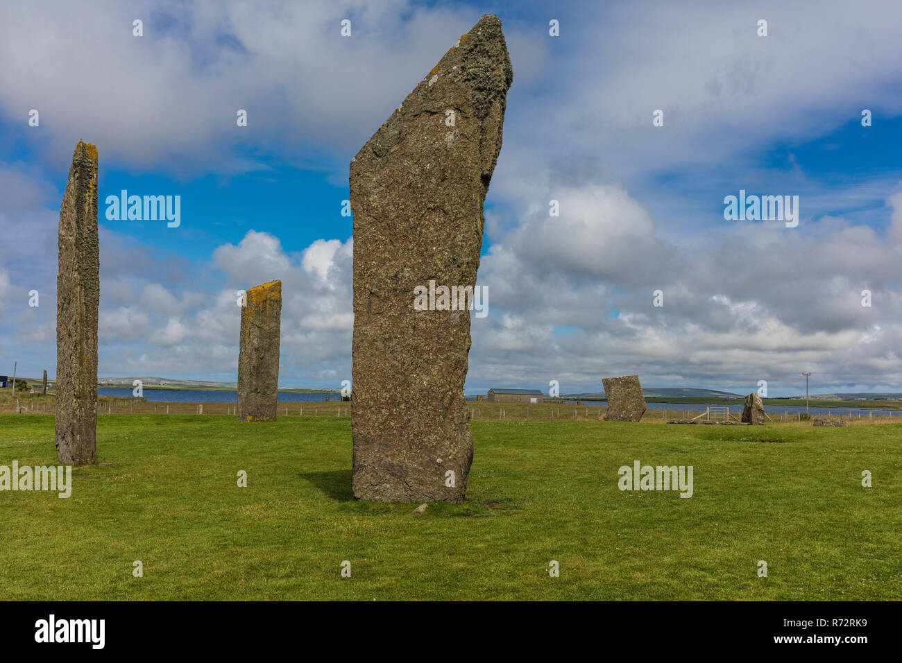Standing stones of Stennes, Orkneys, Scotland Stock Photo
