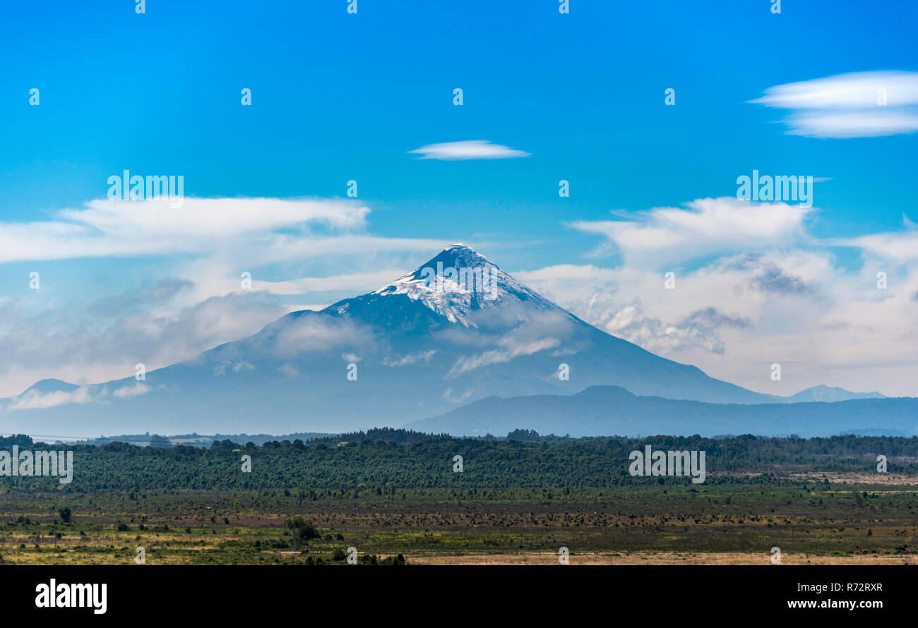 The perfect cone of the Osorno volcano Stock Photo