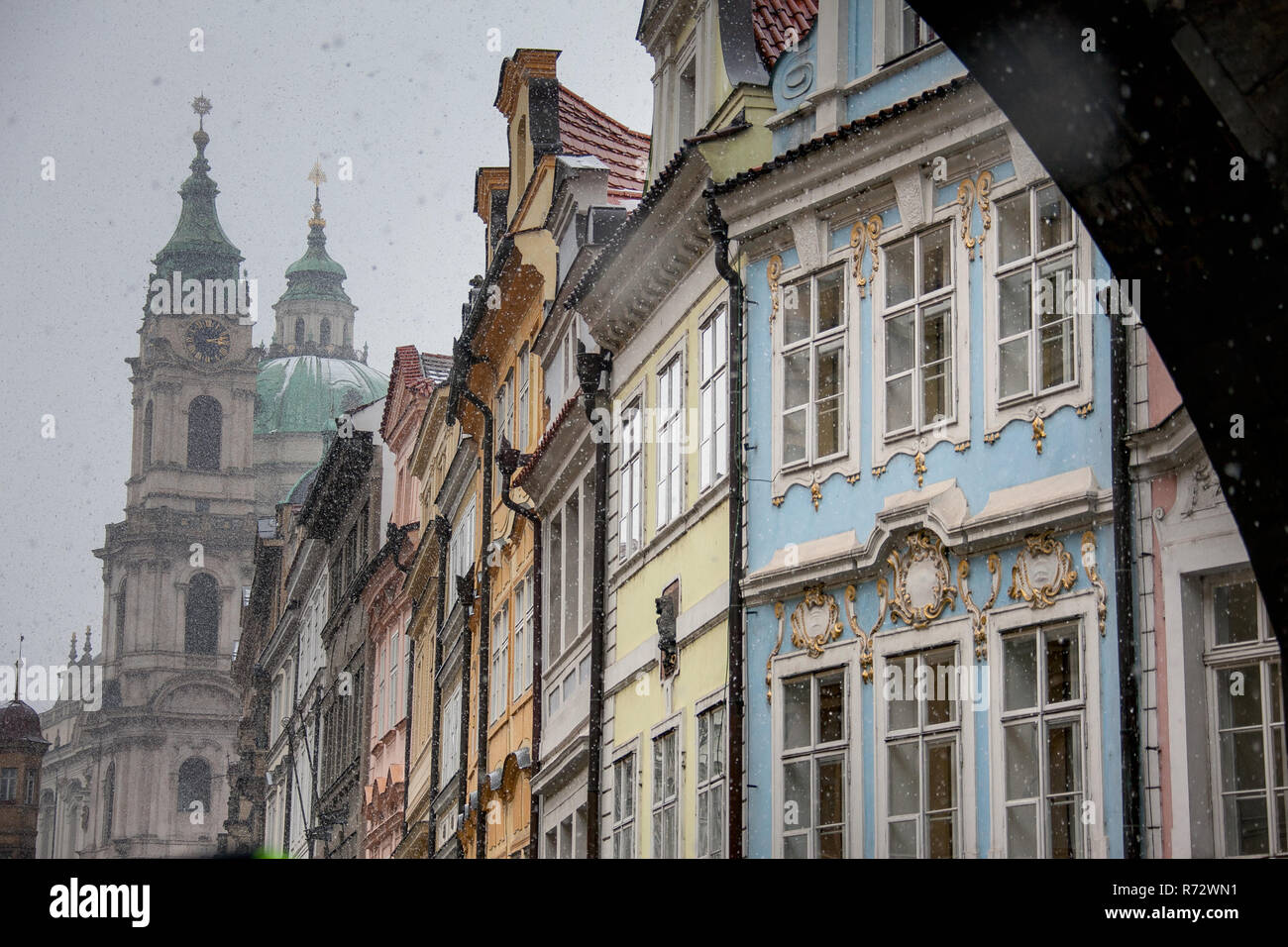 PRAGUE, CZECH REPUBLIC - FEBRUARY 19, 2013: seen from the bridge of St. Charles in Prague towards Na Kampě Stock Photo