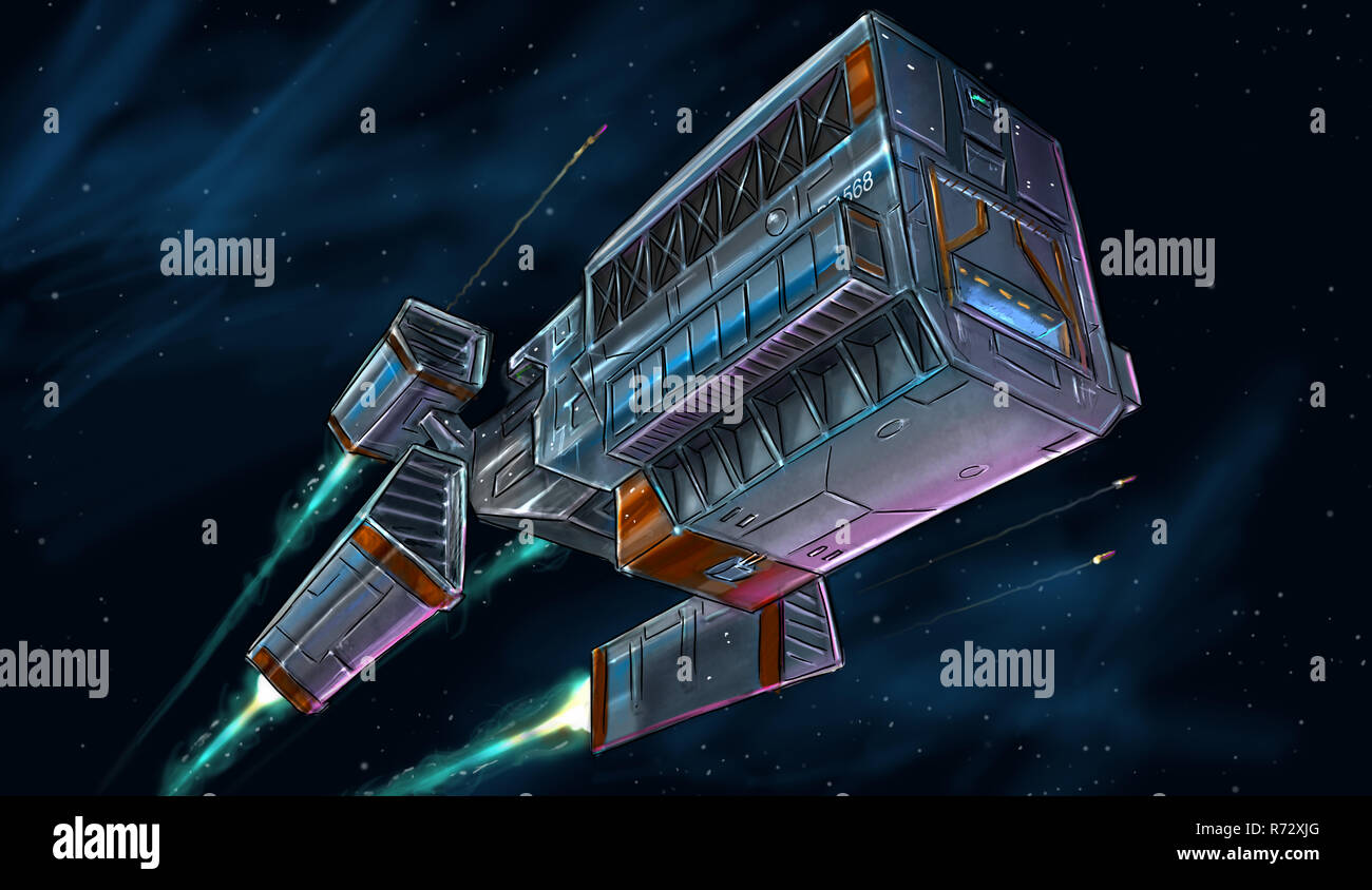 Concept Art Painting of Space Ship Stock Photo - Alamy