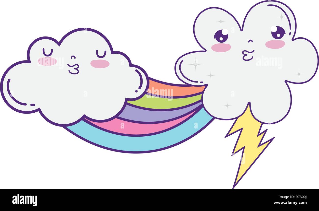cute cloud with rainbow kawaii character Stock Vector Image & Art - Alamy