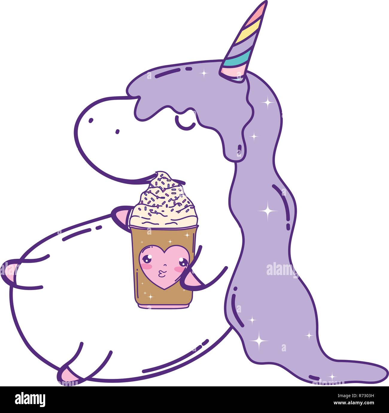 cute unicorn with ice cream kawaii Stock Vector Image & Art Alamy