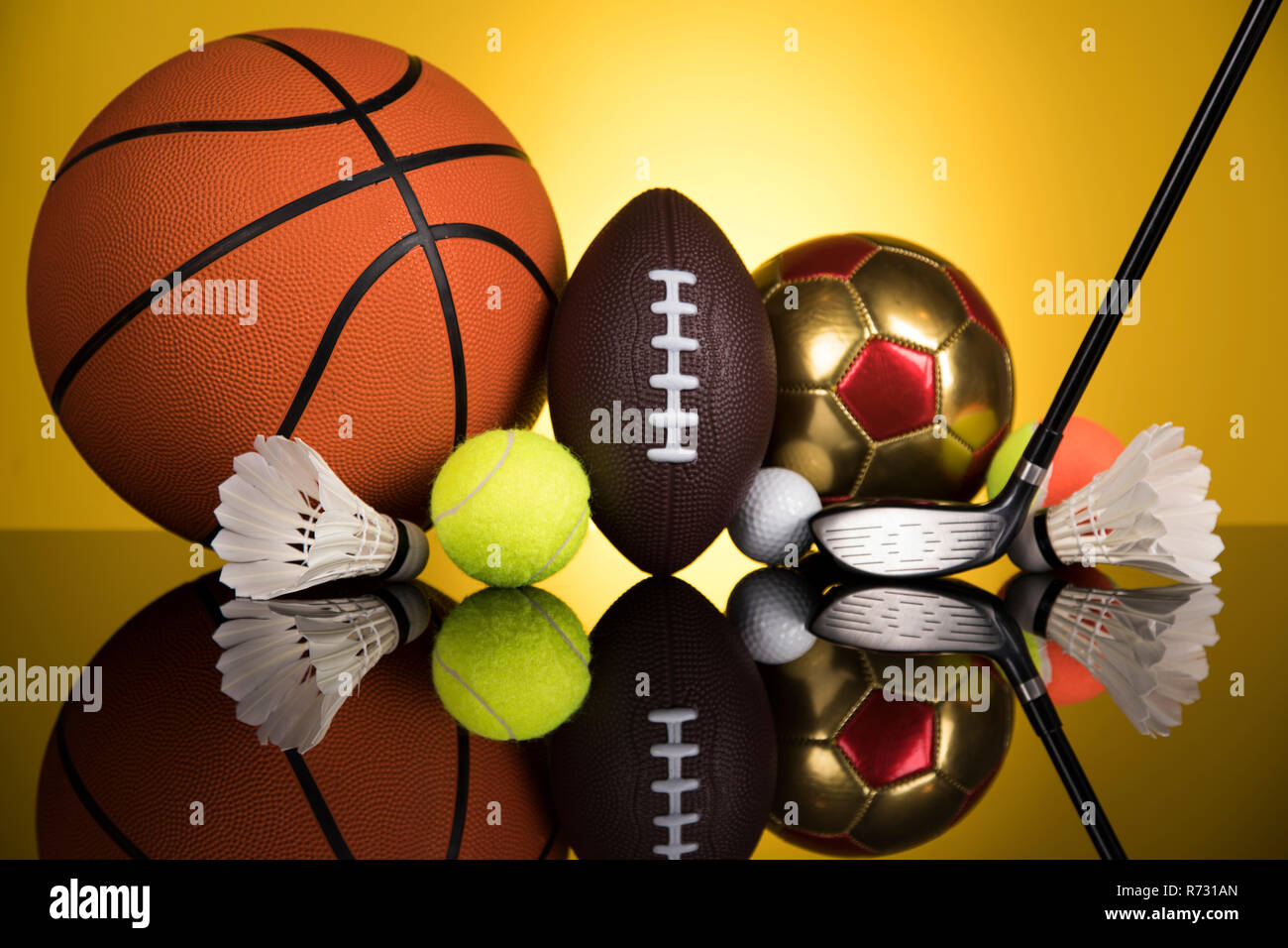 Group of sports equipment Stock Photo Alamy