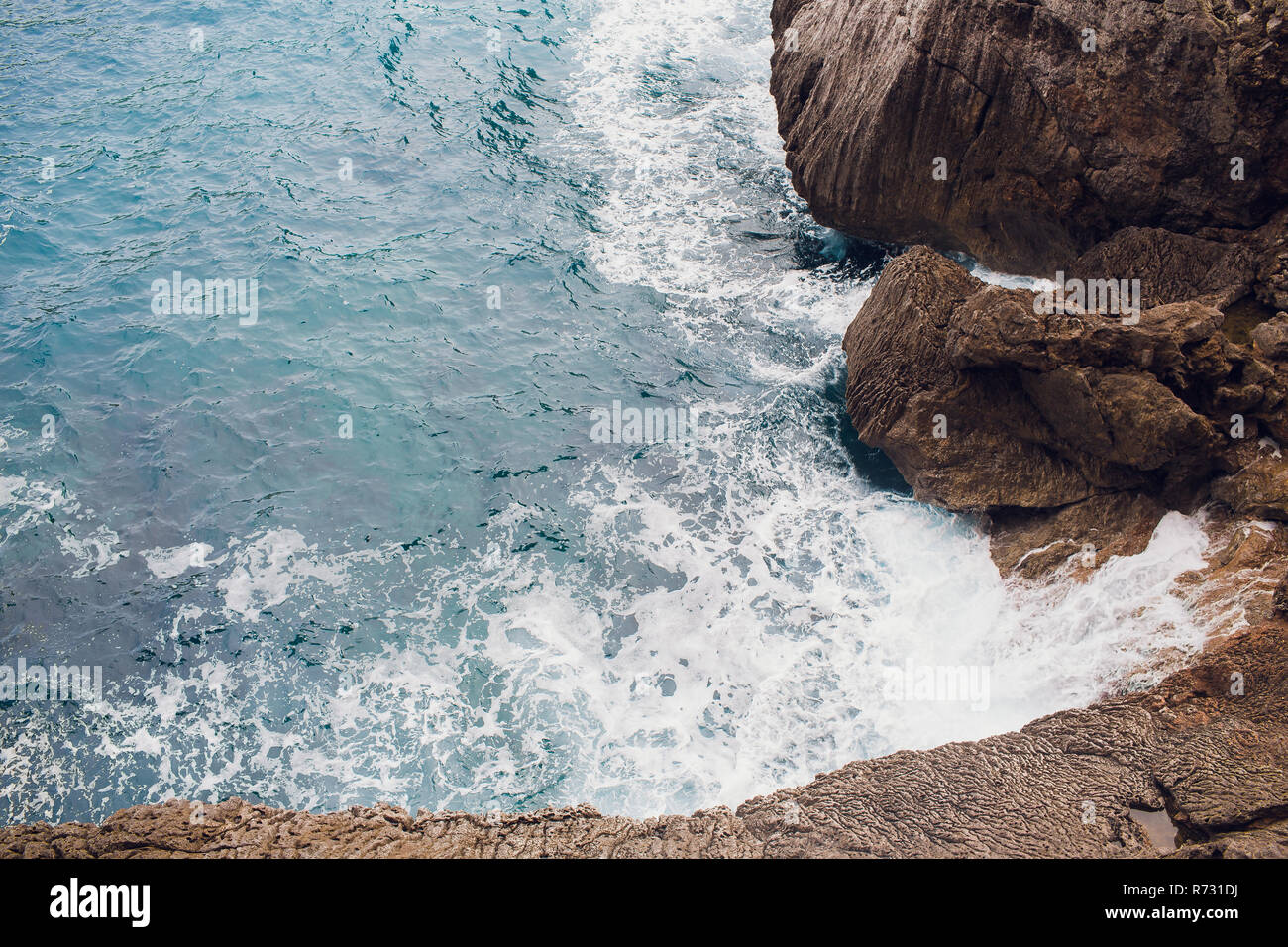 Beautiful bay beach turquoise sea mountains, Cala Sa Calobra. Majorca. Balearic Islands. Spain Stock Photo