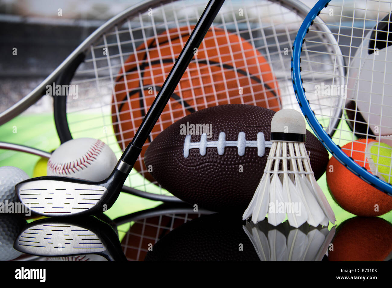 Sport equipment and balls Stock Photo Alamy