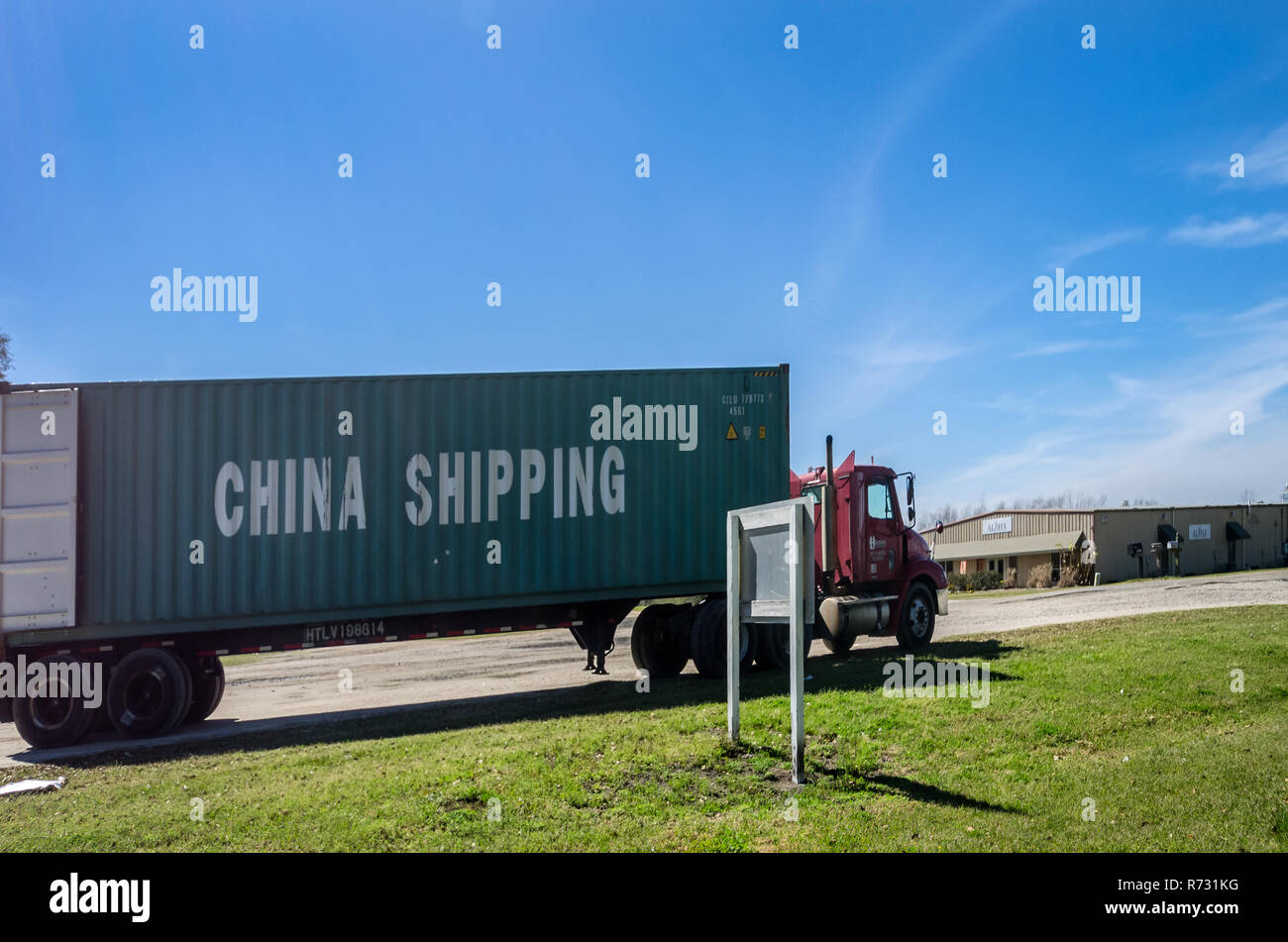A truck is pictured outside Aloha Hospitality International, March 6, 2016, in Loxley, Alabama. Stock Photo
