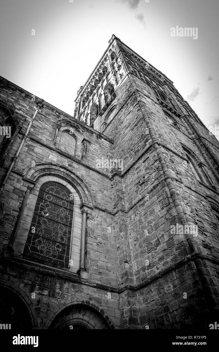 The ancient cathedral in the city of Durham in County Durham Church of Christ the blessed virgin Mary and the shrine of St Cuthbert Stock Photo
