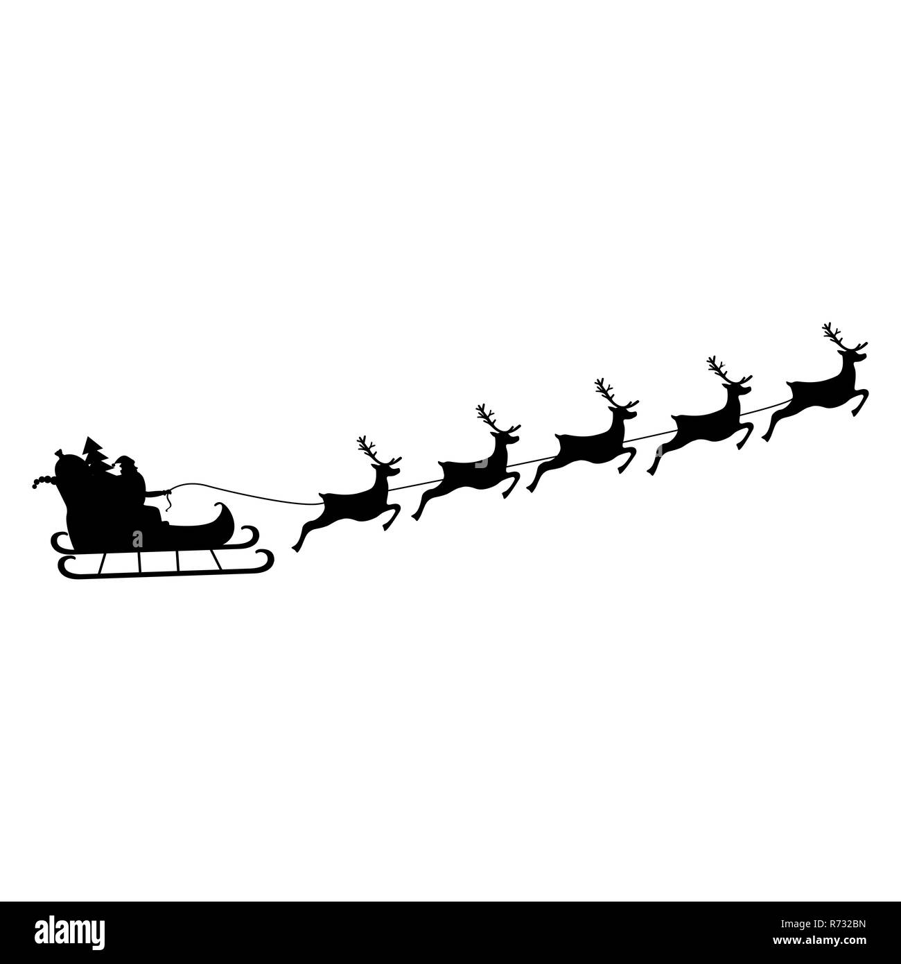 Santa Claus rides in harness on the reindeer Stock Vector