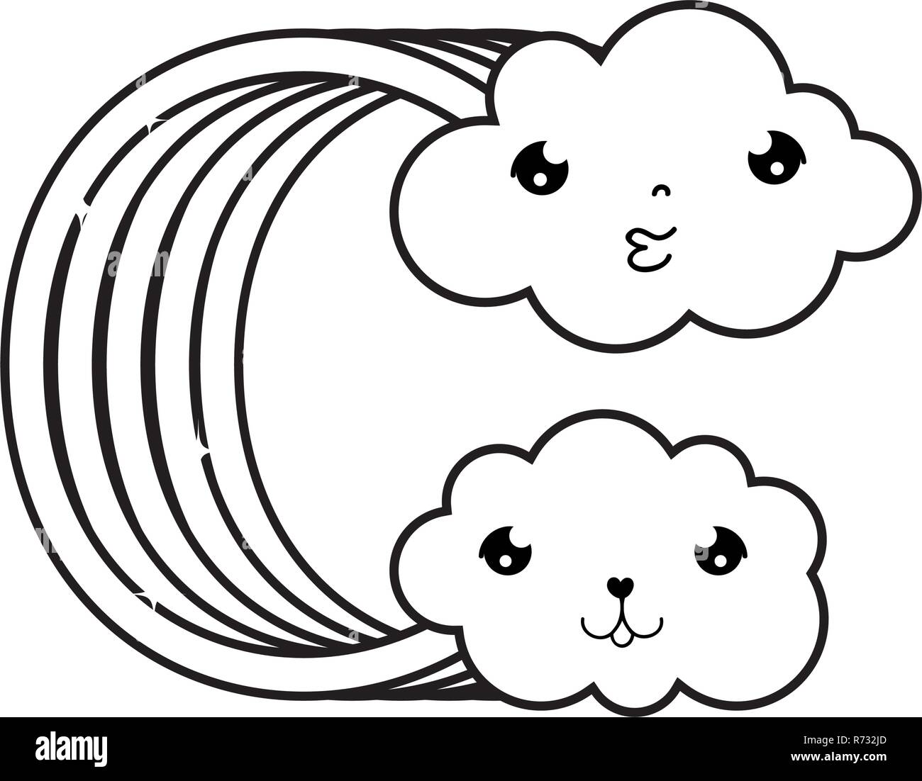 cute cloud with rainbow kawaii character Stock Vector Image & Art - Alamy