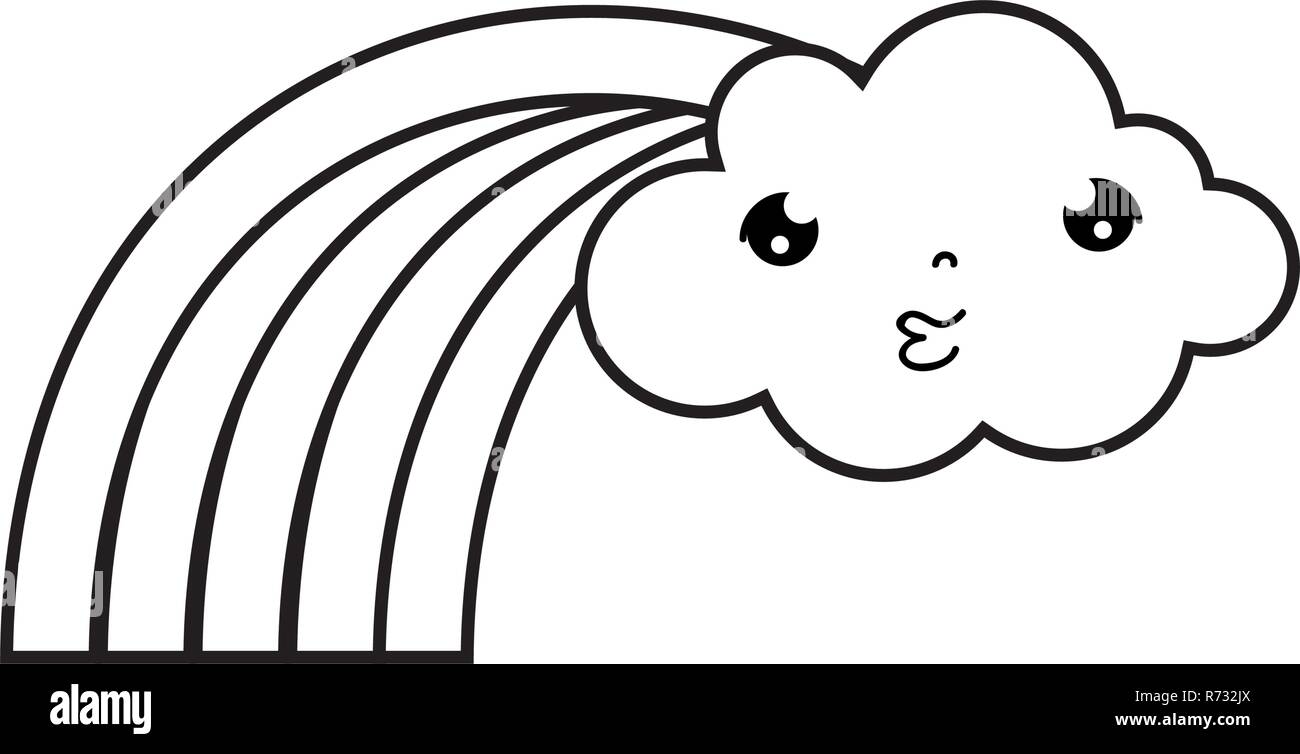 cute cloud with rainbow kawaii character Stock Vector Image & Art - Alamy